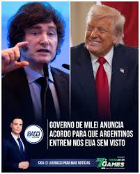 Governo Milei anuncia acordo para que argentinos entrem nos Estados Unidos sem visto